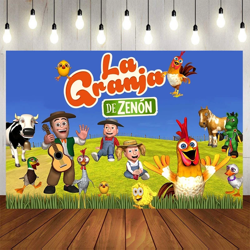 

Custom Green Grass Farm Barn Animal Tractor Photo Background Vinyl La Granja De Zenon Photo Studio Kids 1st Birthday Backdrop