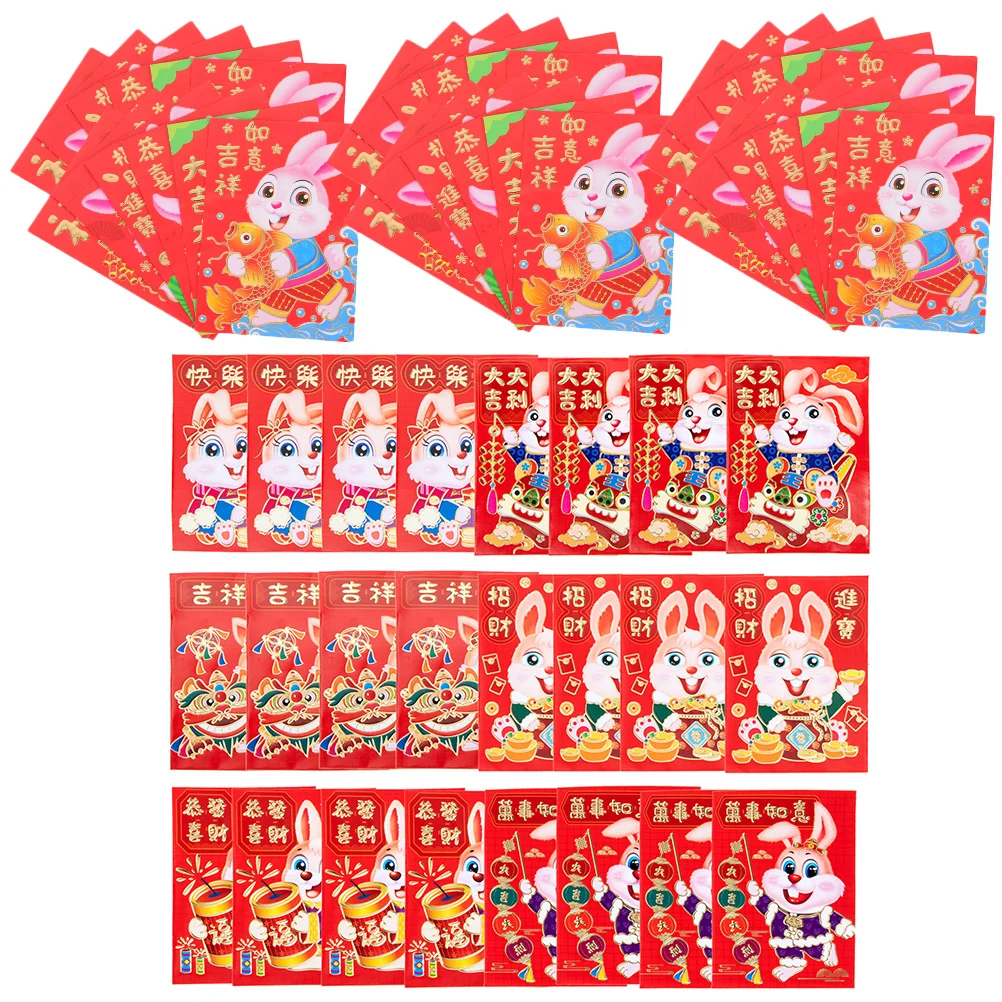 

Конверты для денег на красный год, пакет, новые китайские Конверты в форме кролика, праздничные весенние Мультяшные подарочные конверты в в...
