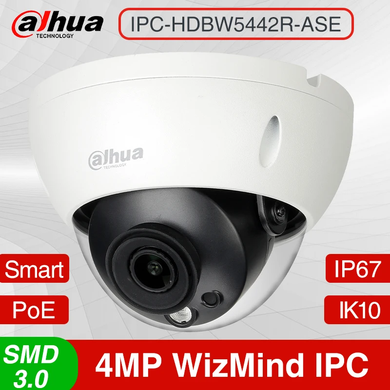 

Dahua Original IPC-HDBW5442R-ASE AI 4MP IR 50m 2.8MM Fixed-focal Dome WizMind H.265 IP67 IK10 ePOE F1.6 Network Camera security