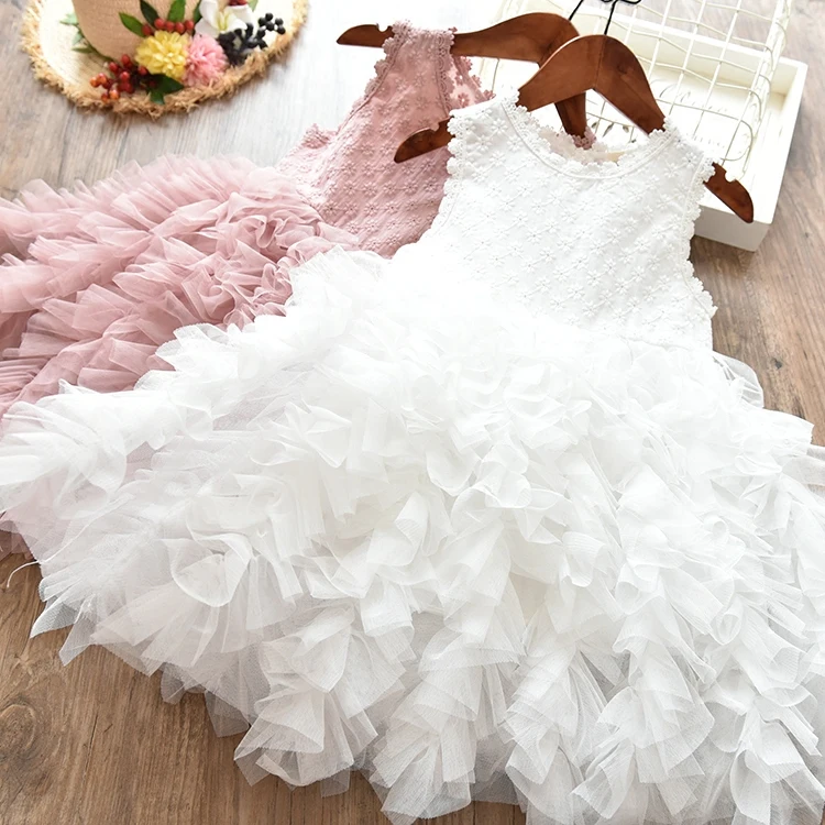 Summer Kids Dresses For Girls Tutu Fluffy Cake Smash Dress Elegant Princess Party Wedding Girl Birthday Clothing 3 8Y | Детская одежда