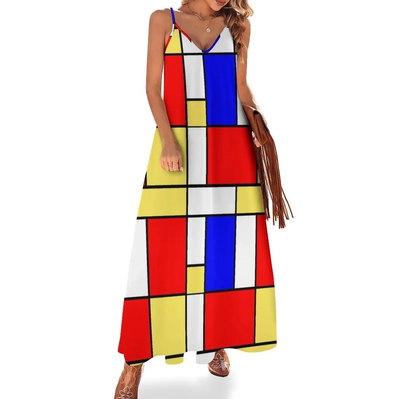 Платье без рукавов в стиле Mondrian 60-х годов длинные платья платье феи шикарное и