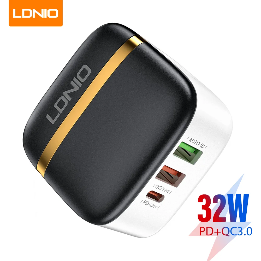 LDNIO 32W USB Charger QC3.0 Fast Charge Charger Type C For Iphone 14 13 Samsung Xiaomi Mobile Charger 3 Ports Quick Charger
