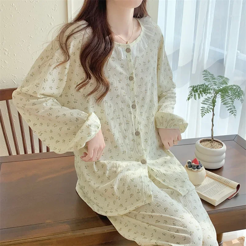 Комплект пижамный женский атласный из 2 предметов хлопковые штаны с длинным