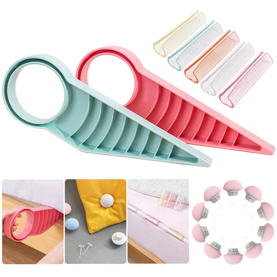 

Ergonomic Mattress Wedge Elevator Bed Making Mattress Lifter Handy Tool with Bed Sheet Clips Mushroom Quilt Holder Anti-slip Set