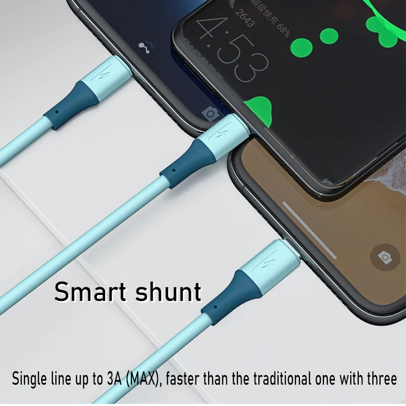 

Liquid Silicone 3A Fast Charging Three In One data lines Three Lines For Iphone Huawei Android Universal Fast Charger TYPE-C