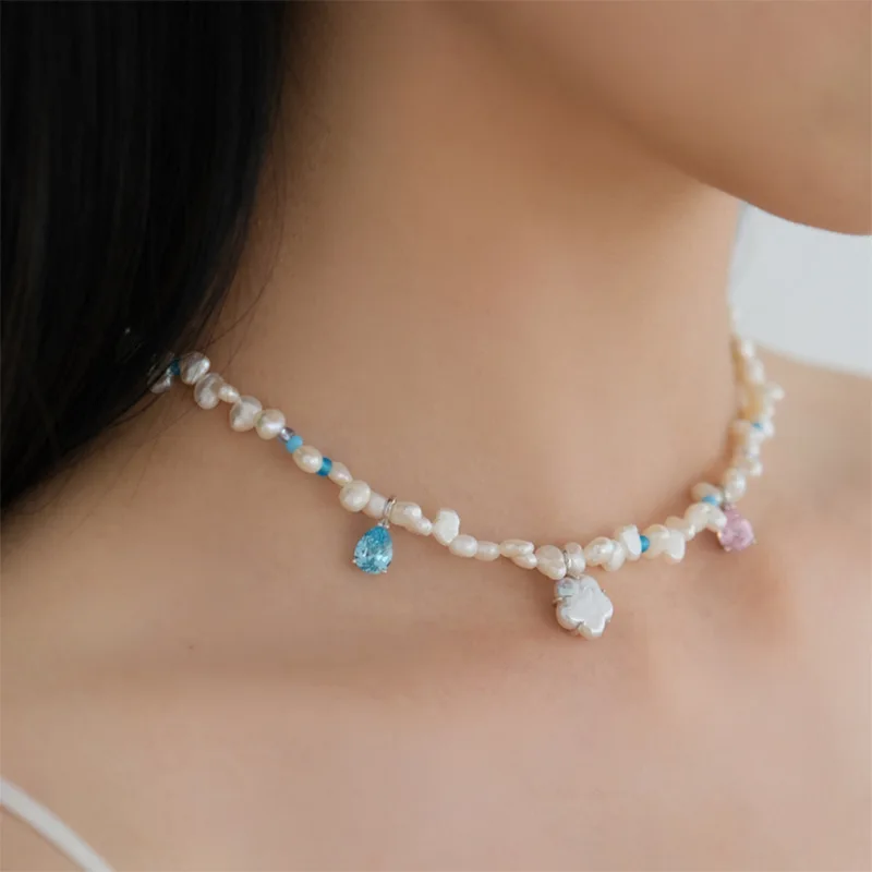 

Timeless Wonder Glam Natural Pearl Zirconia Charms Necklaces for Women Designer Jewelry Goth Ins Kpop Pearl Necklace Boho 4525