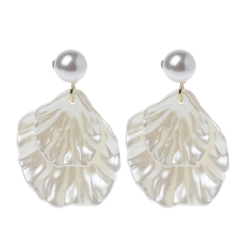 

for Creative Imitation for shell Double Layer Earrings Petal Stud Earring for Da
