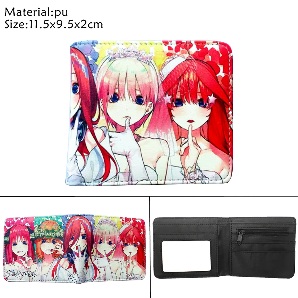 

Anime The Quintessential Quintuplets Print Wallet Cartoon Leather Zip Coin Pocket Photo Credit Card Holder Unisex Casual Purse