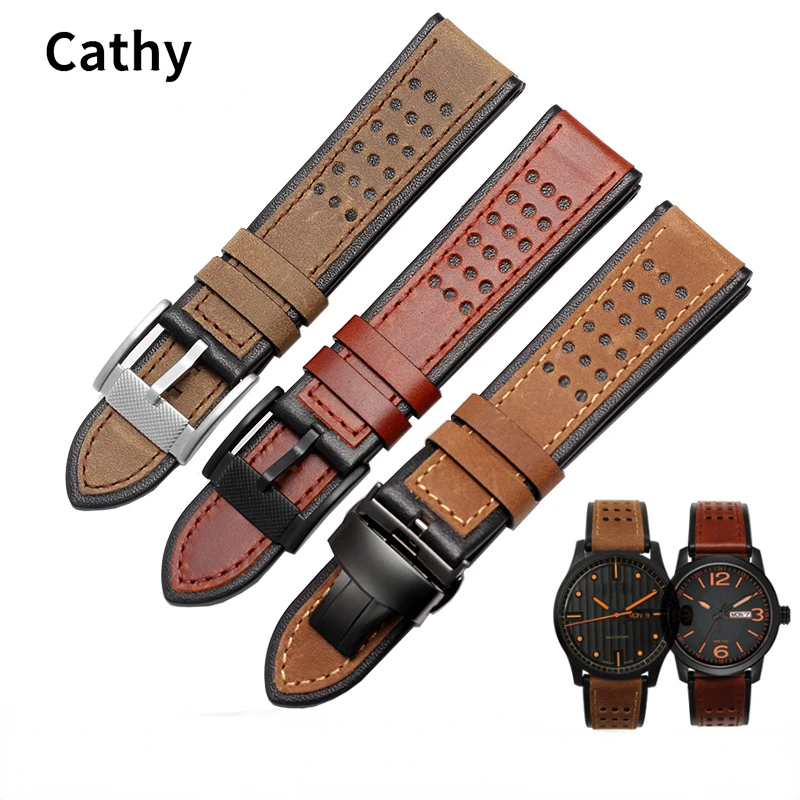 

Genuine Leather Watch Strap for Tissot Speed Chi T116 Mido Orange Rudder M005 Men's Soft Comfortable Watch Band Accessories 22mm