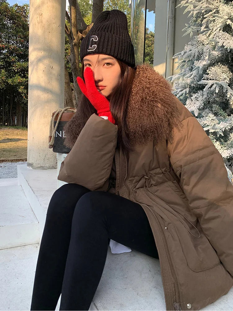 Куртка-пуховик Janveny женская с воротником из натуральной овечьей шерсти пуховик