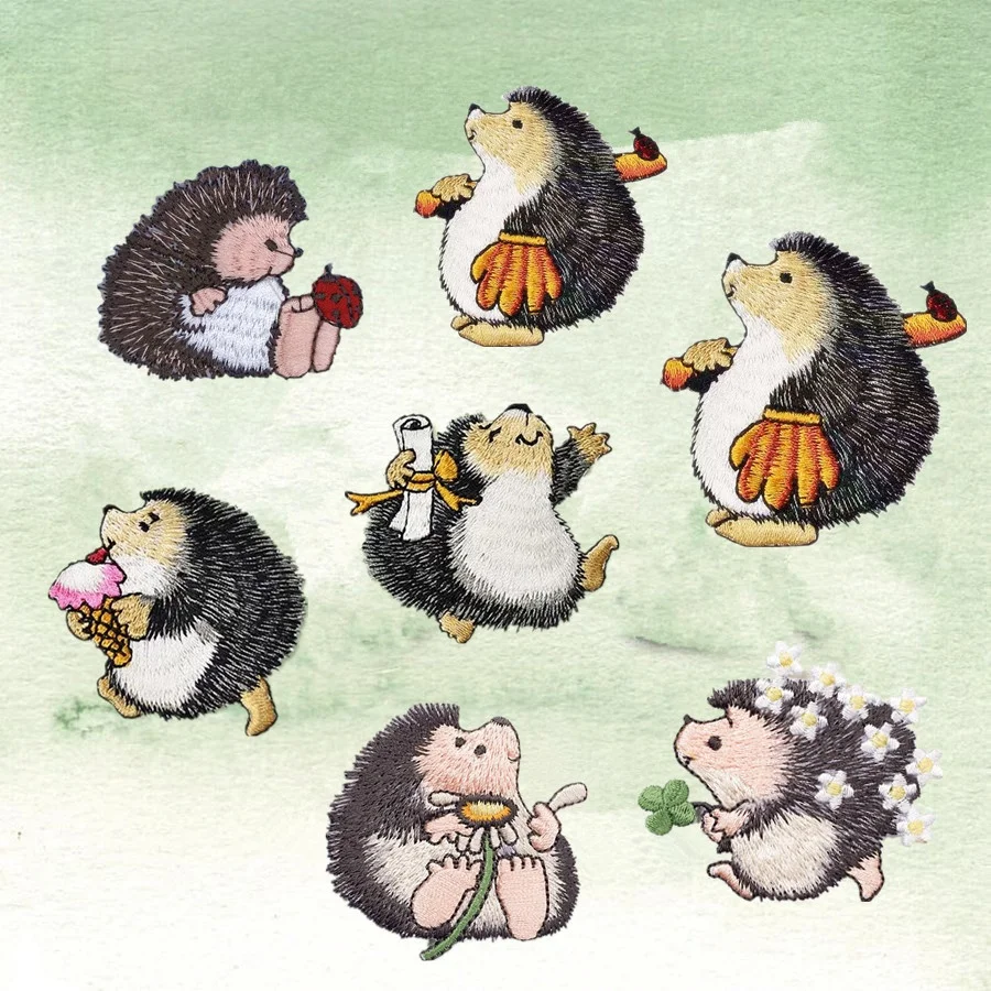 

50pcs/lot Luxury Animal Embroidery Patch Flower Hedgehog Couple Ladybug Fun Clothing Decoration Accessory Craft Diy Applique
