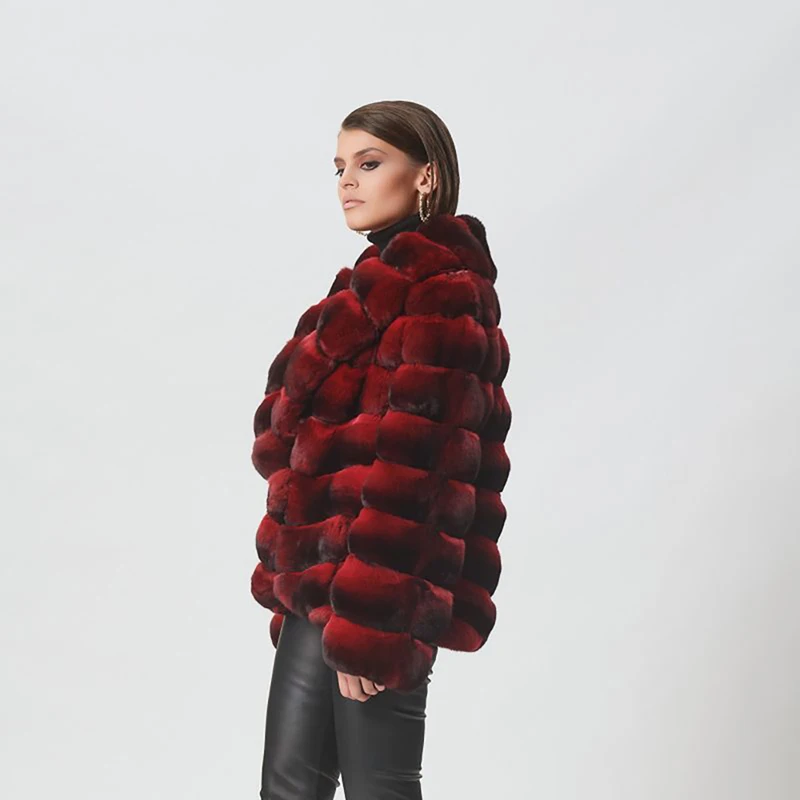 Natural Rex Rabbit Fur Jacket Women Winter Luxury Fashion Outertwear Lapel Long Sleeve Loose Tops Cozy Real Fur Coat Lady enlarge