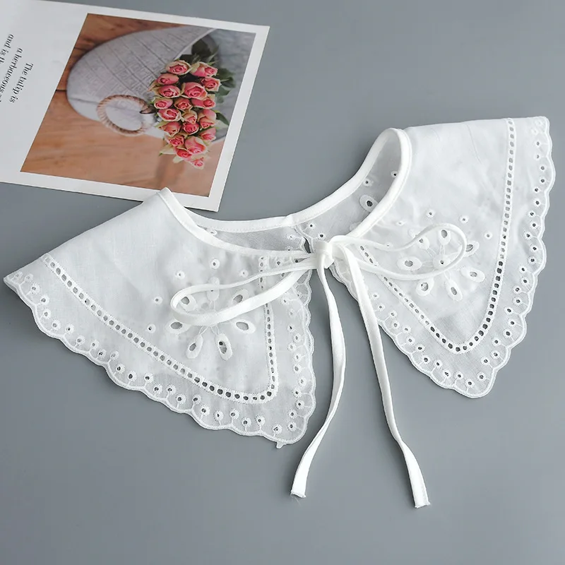 

New Summer Lace Fake Collars for Women Shirt Blouse Detachable Collar Woman White Lace Neck Shoulder Wraps False Collar