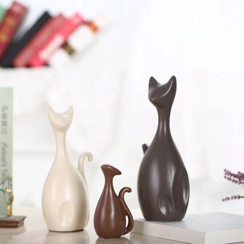 

Simple Modern Image Drawing Decorative Crafts Hotel Decorations Happy Cat Family High-End Ceramic Ornaments
