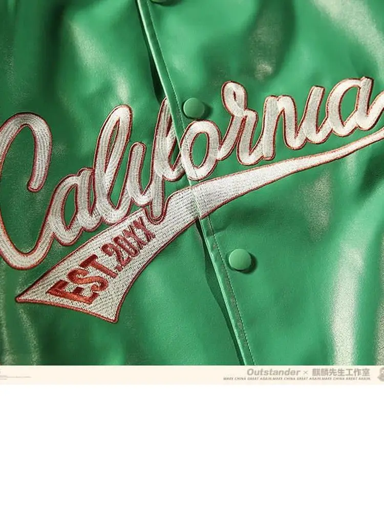 Бейсбольная куртка из искусственной кожи в стиле хип-хоп мужское пальто ретро