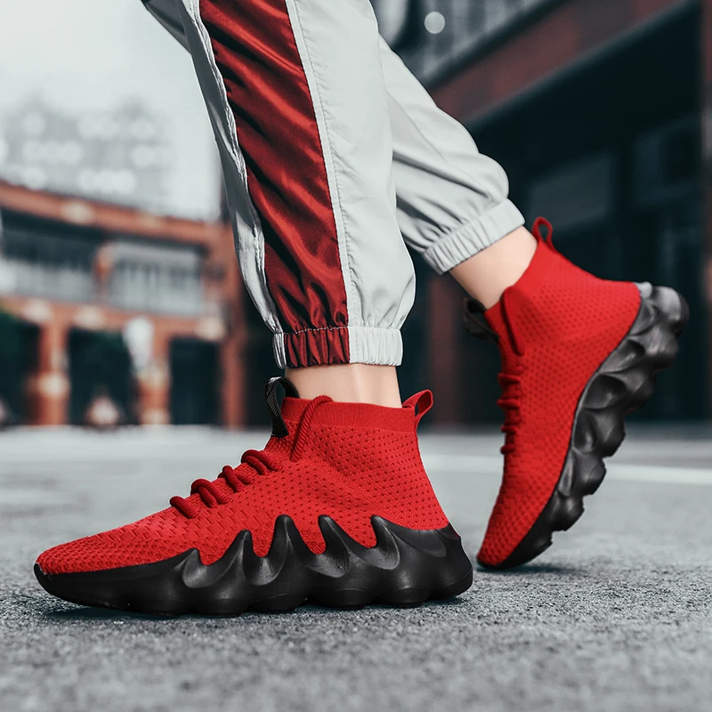 Mens Sneakers Slip-on Socks Breathable Running Sports Shoes Lightweight Mens Trainers Zapatillas Hombre Fashion Male Footwear 46