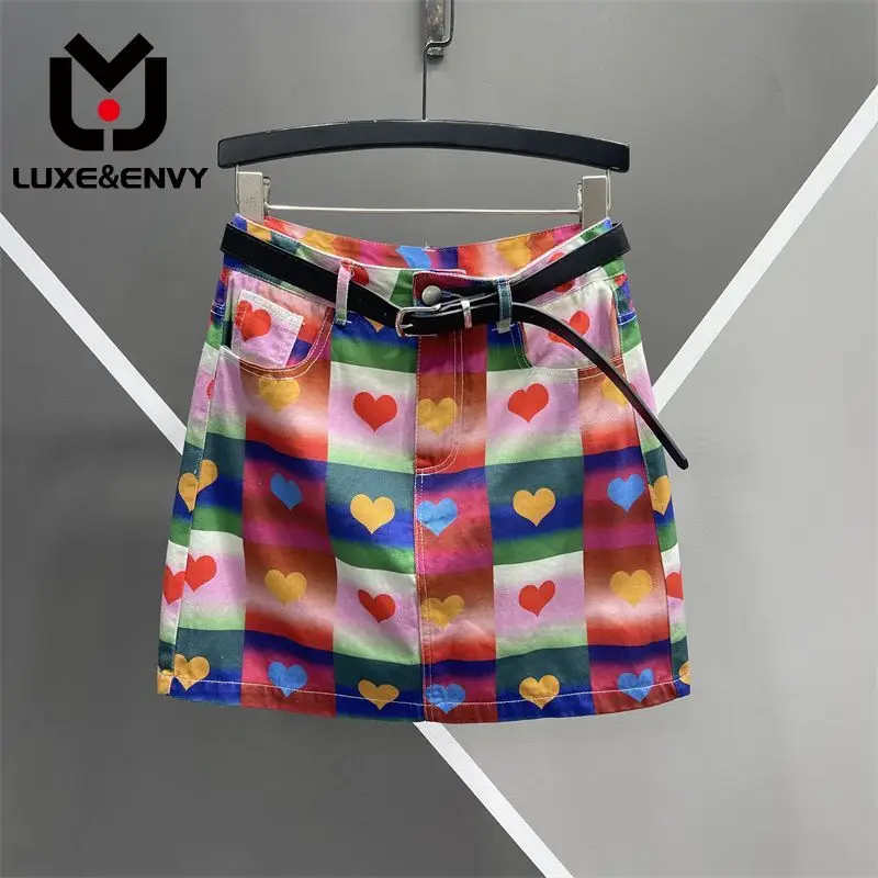 

LUXE&ENVY Fashionable Jumping Girl Wrap Hip Skirt, Small Market Harajuku Style, Summer New Slim High Waist A-line Denim Short