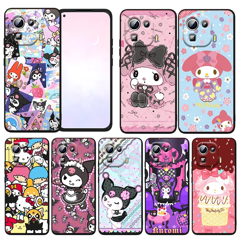

Pink girl Melody Sanrio For Xiaomi Mi 12X 12 11 11T 11i 10T 10 Pro Lite Ultra 5G 9T 9SE A3 TPU Silicone Black Phone Case