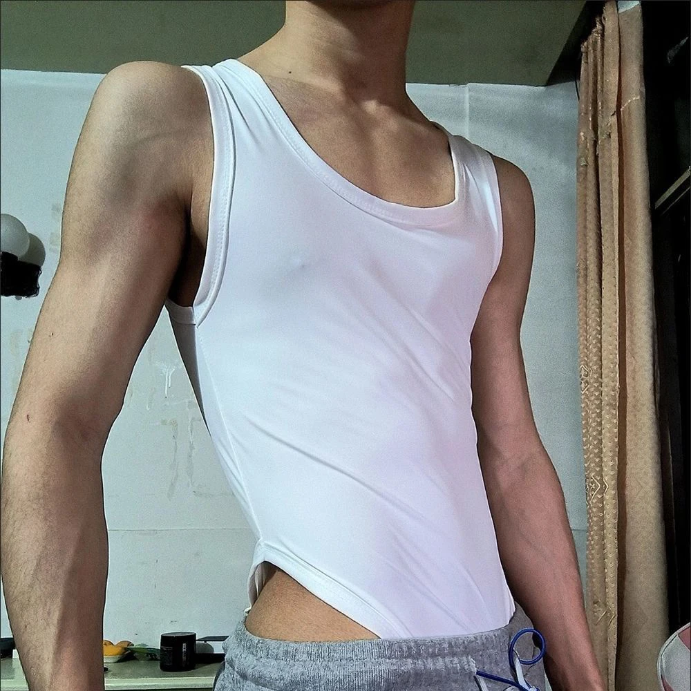 Comfortable Jumpsuit Solid Men Homewear Romper Fashion Motion Bottoming Shirt Bodysuit Siamese Underwear Sexy One-piece Tank Top