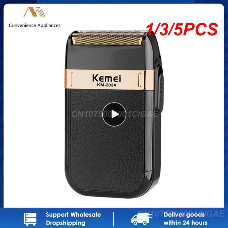 

1/3/5PCS Kemei Electric Shaver for Men Twin Blade Waterproof Reciprocating Cordless Razor USB Rechargeable Shaving Machine