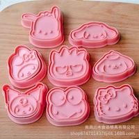 sanrio plastic biscuit mould kuromi melody hellokitty cartoon cookie cutters 3d pressable stamp kitchen accessories baking tools