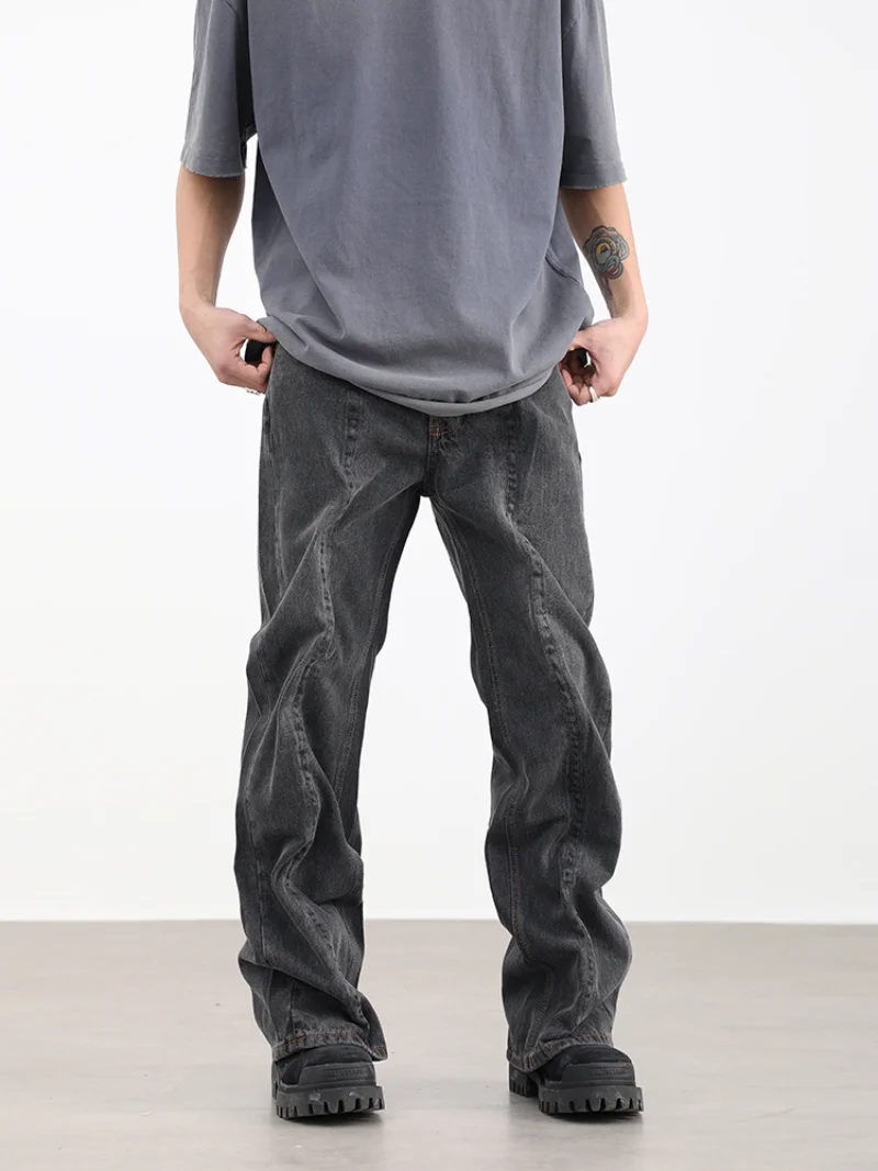 Джинсы мужские Стрейчевые со складками в стиле хип-хоп