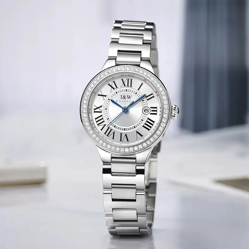 CARNIVAL IW Brand Fashion Watches For Women Ladies Luxury Stainless Steel Dress Quartz Wristwatches Waterproof 2023 Montre Femme