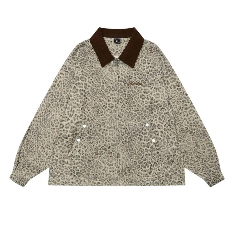 Повседневные куртки Lepoard с вышивкой уличная одежда в стиле хип-хоп свободная