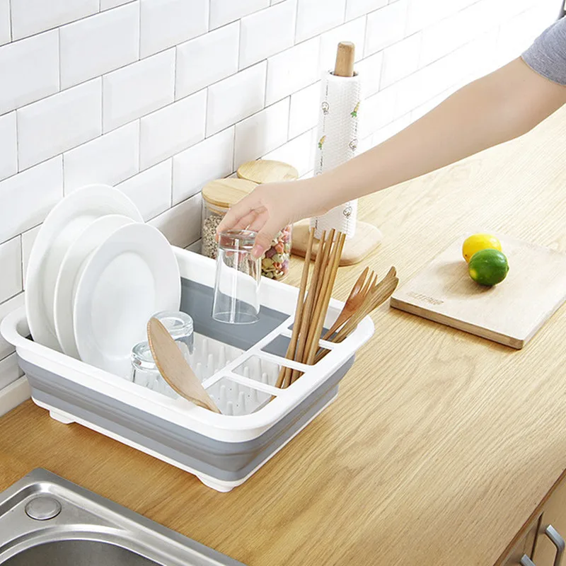 Foldable Dish Drainer Storage Holder Bowl Tableware Plate Drainboard Shelf Dinnerware Basket Drying Rack | Дом и сад