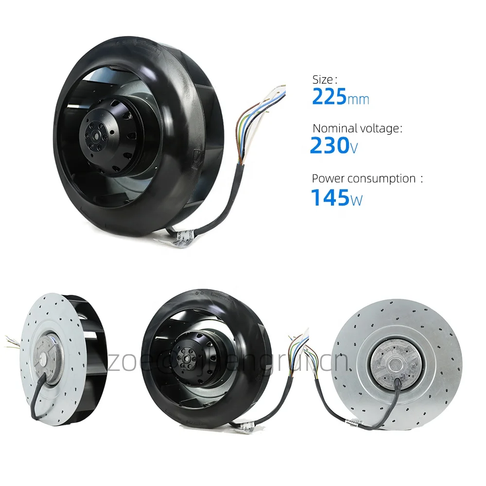 R2E225-AT51-14 230 В переменного тока 2650 об/мин 225 мм 105 Вт 0 46 А 1320 м3/ч наклон назад инвертор