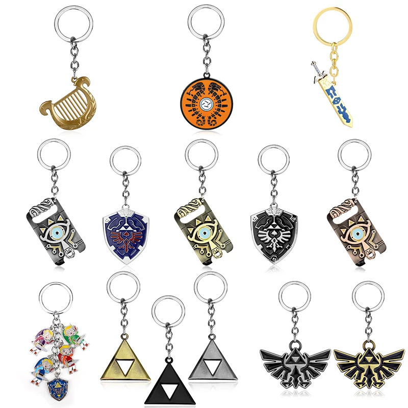 Game Sword Weapon Keychain Men Shield Metal Key Rings Cosplay Key Buckles Llaverios Prop Men Toys