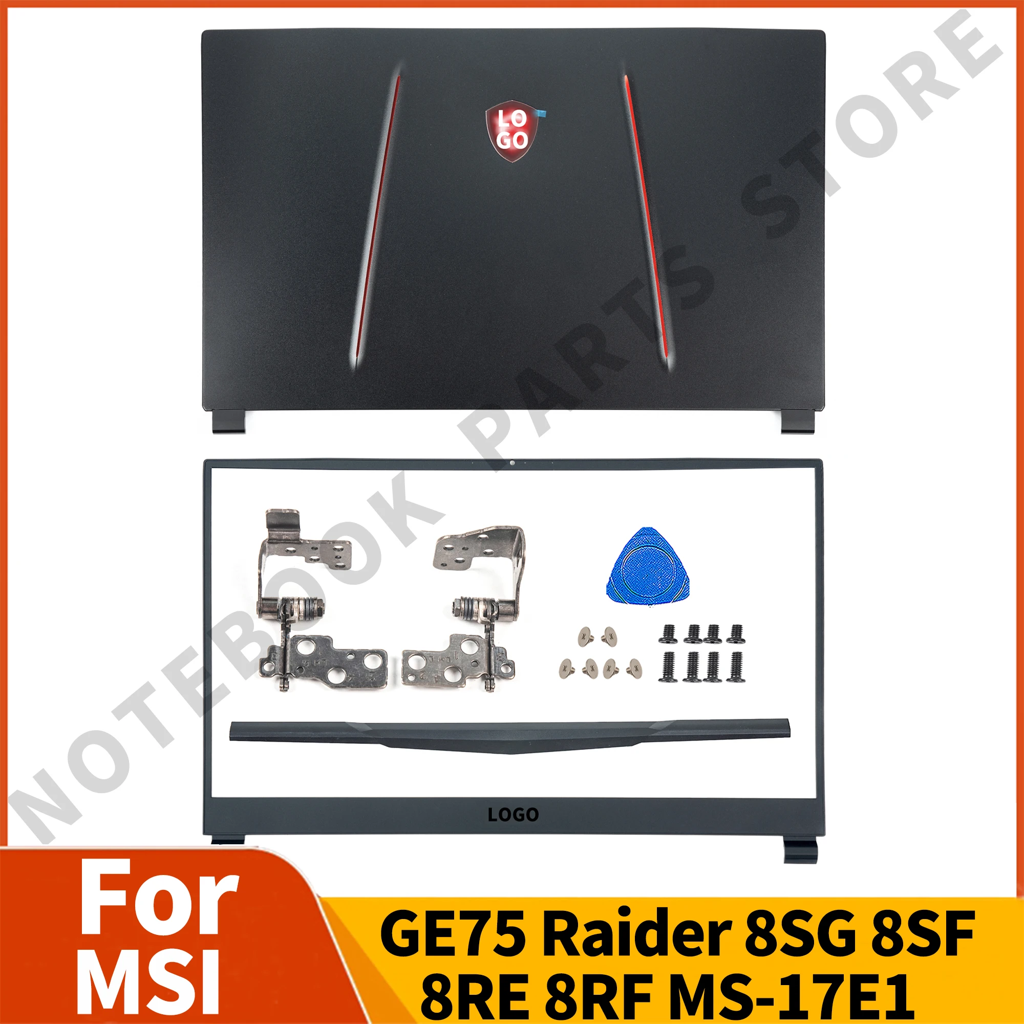 

Корпус для ноутбука MSI GE75 Raider 8SG 8SF 8RE 8RF MS-17E1, Новая задняя крышка ЖК-дисплея, передняя панель, петли, Черная задняя деталь, замена