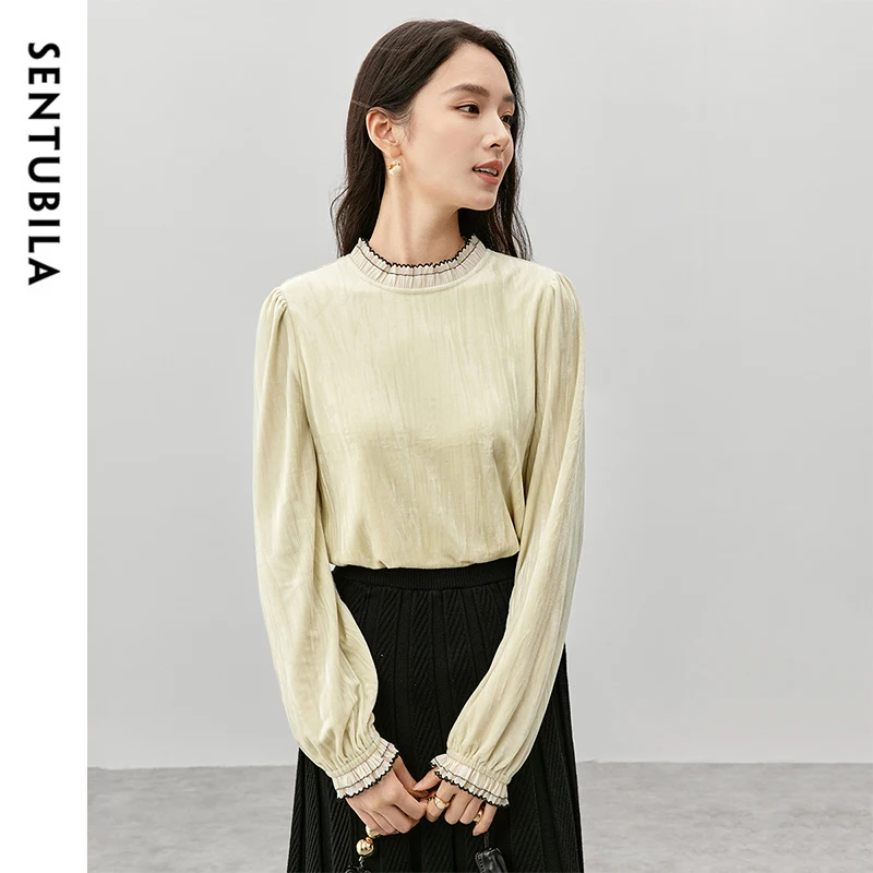 SENTUBILA пуловеры с оборками для женщин осень-зима 2023 повседневные элегантные