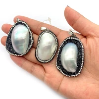exquisite resin pearl cabochon pendant 20 60mm rhinestone earring charm diy making necklace accessories charm fashion jewelry