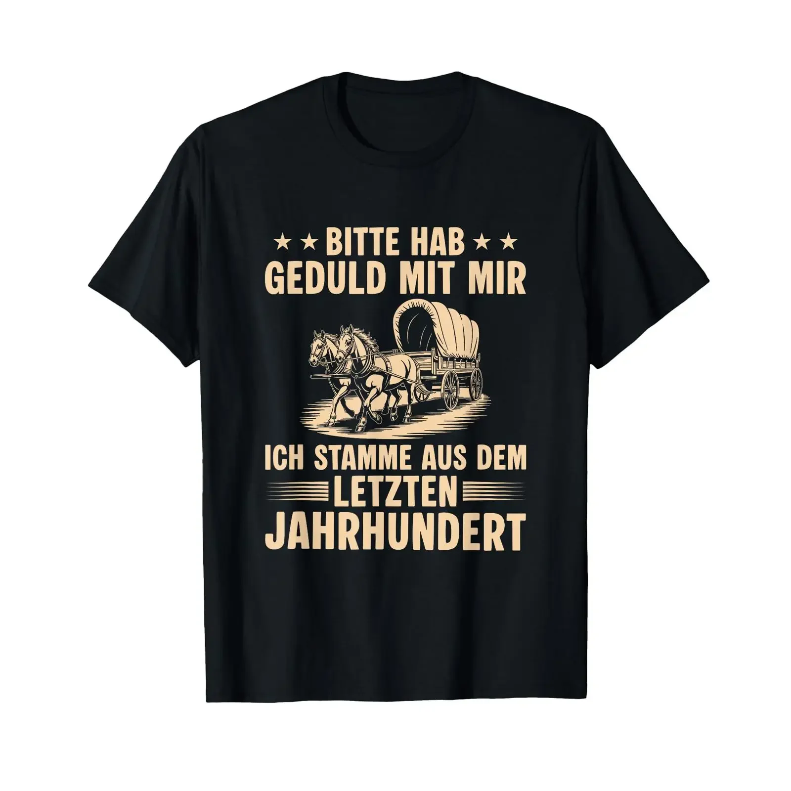 Фото Футболка с немецким текстом «Letztes Jahrhundert Hab Geduld mit Mir», винтажная, с эффектом потертости, эластичная, повседневная, универсальная, для ежедневной носки. №1