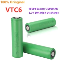vtc6 18650 3000mah battery 3 7v30a high discharge 18650 rechargeable batteries for us18650vtc6 flashlight tools battery