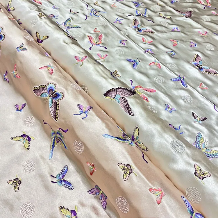 

Heavy Embroidered Acetate Satin Fabric Hanfu Chinese Style Film and Television Cheongsam Dress Multi-Color