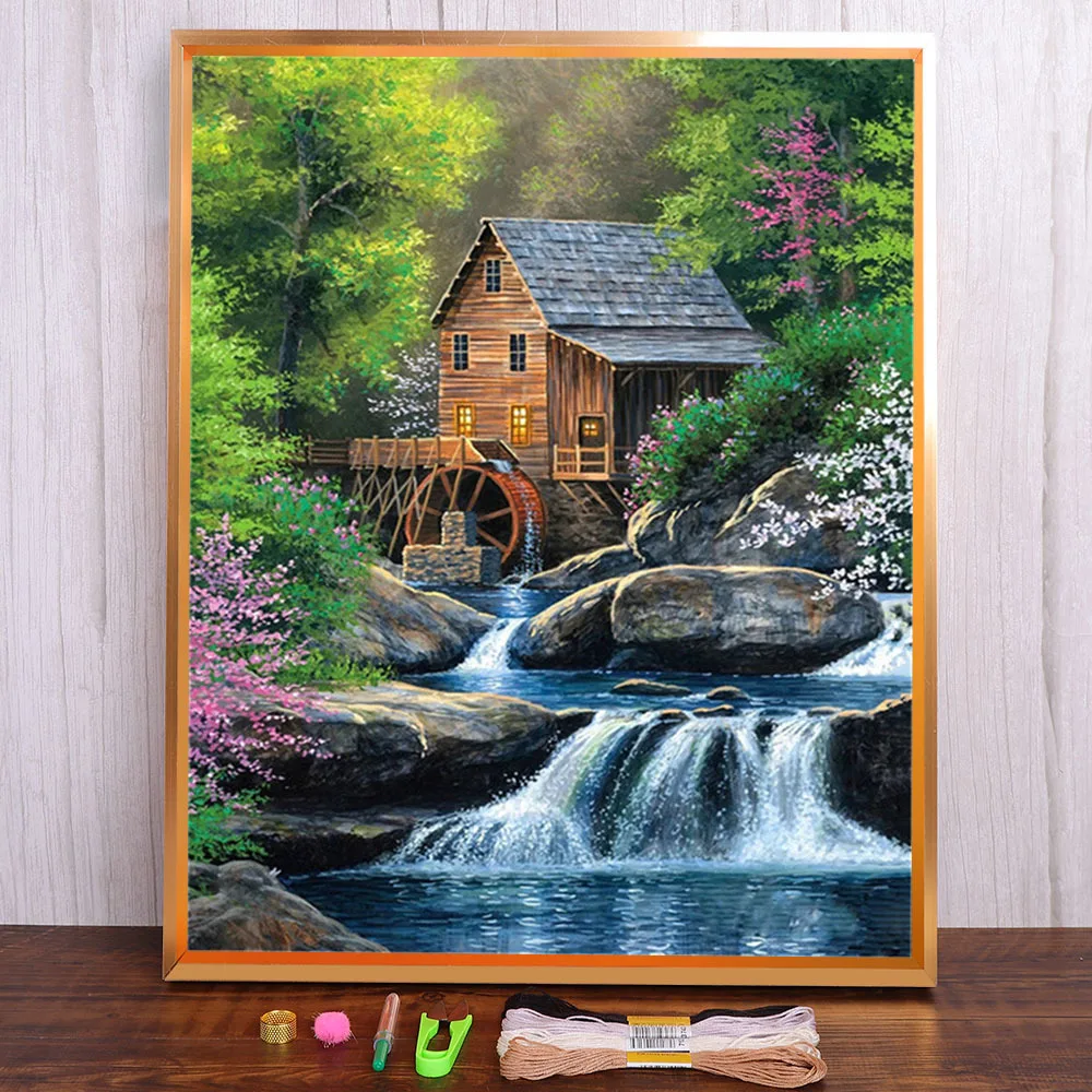 

Landscape Printed Canvas 11CT Cross-Stitch DIY Embroidery Patterns DMC Threads Hobby Handicraft Sewing Needlework Floss
