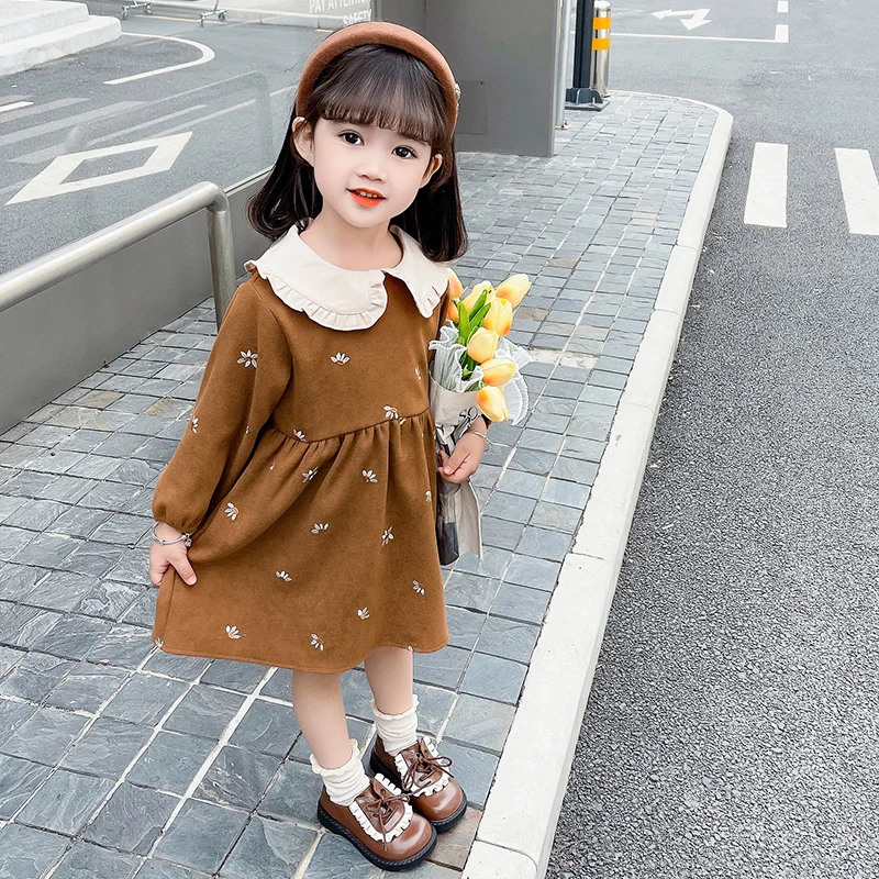 Платье для девочек на весну и осень платье с длинным рукавом кукольным