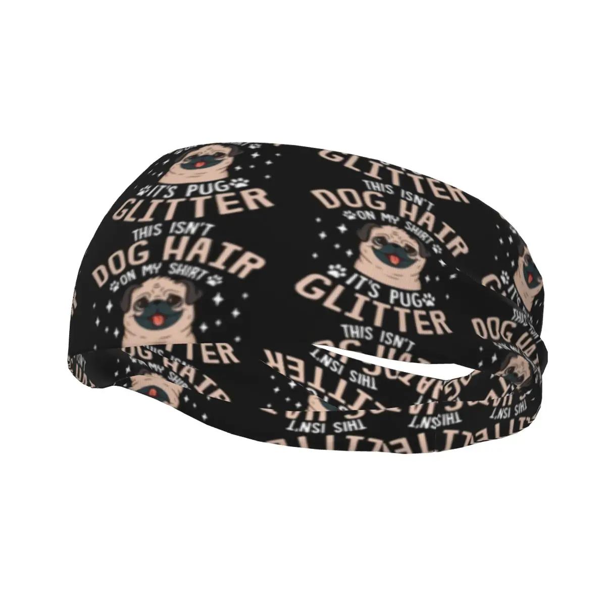 

Cute Pug Dog Hair It Pug Glitter Women Sweatband Headband Stretch Elastic Tennis Gym Hair Bands Headwear Sports Safety