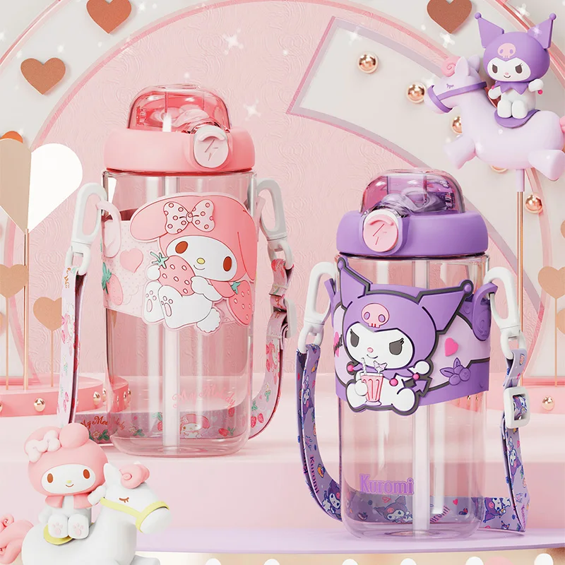 

Kawaii Sanrio 650 мл соломенная чашка Cinnamoroll Kuromi My Melody мультфильм аниме милая большая емкость детская чашка для воды подарок на день рождения