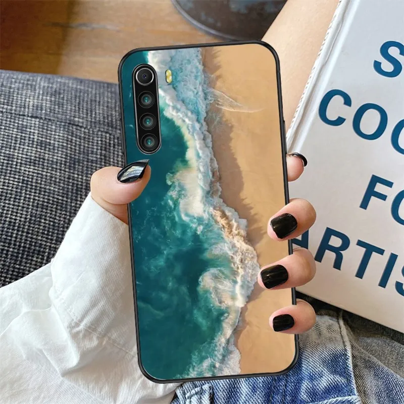 Чехол для телефона Sea Beach Xiaomi Redmi Note 11 10 9T 8 7 Pro 9 9A 9C 6 мягкий черный чехол |