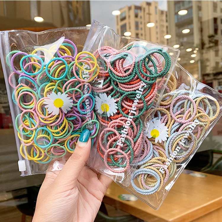 

100pcs Hair Accessories Band Bandeau Cheveux Scrunchies Tiara for Girls Seamless Tie Small Ring Rubber Color Gradient Korean