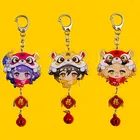 Брелок для ключей Genshin Impact, мужской брелок в стиле аниме, женский милый новогодний брелок для ключей Raiden Shogun Zhongli для брюк, модный металлический брелок