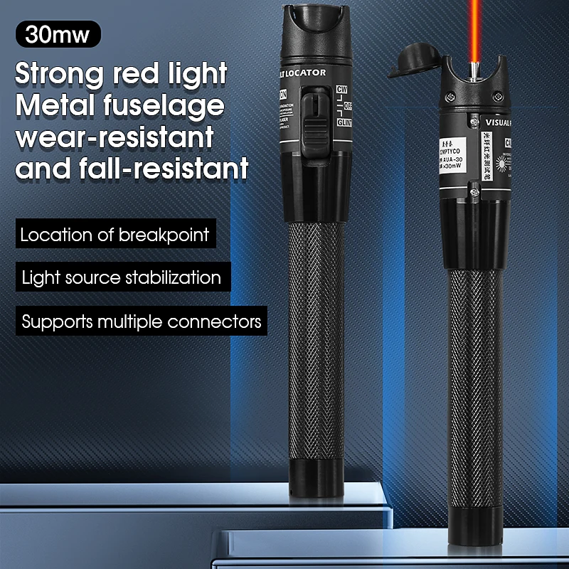 FTTH Fiber Optic Cable Tester Pen 30mw Visual Fault Locator SC/FC/ST 2.5mm Interface VFL Optical Fiber Test Tool 30KM