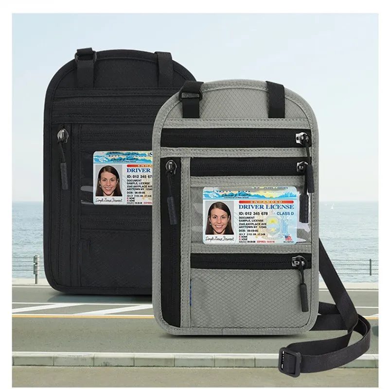 

Passport Cover ID Credit Card Organizer Hanging Neck Travel Wallet Phone Bag Waterproof Tickets Passport Holder