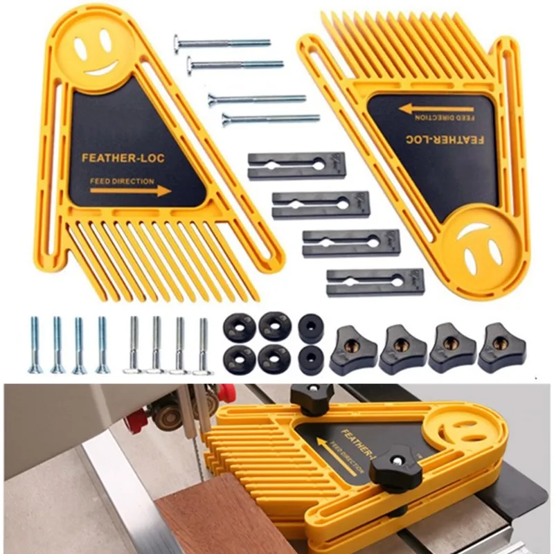 

2 Pack True Flex Featherboard Double Feather Loc Board Adjustable Woodworking Safety Table Saw Push Block for Workbenches