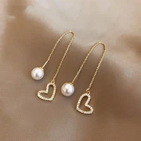 elegant fairy long tassel pearl heart earrings for women bow knot butterfly drop earrings exquisite zircon earrings jewelry