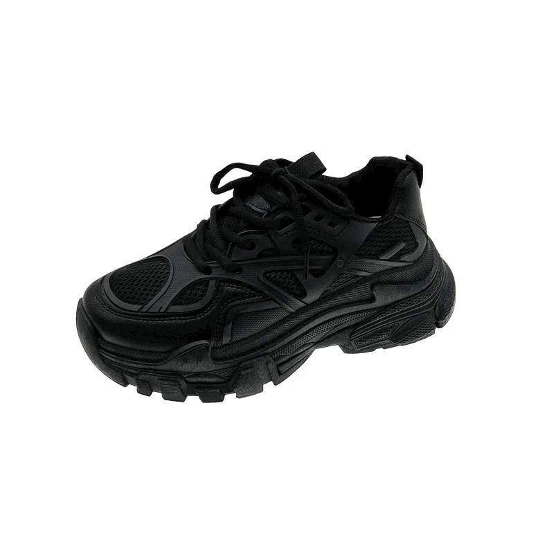 New Black Dad Chunky Sneakers Casual Vulcanized Shoes Woman High Platform Sneakers Lace Up White Sneakers Women 2023