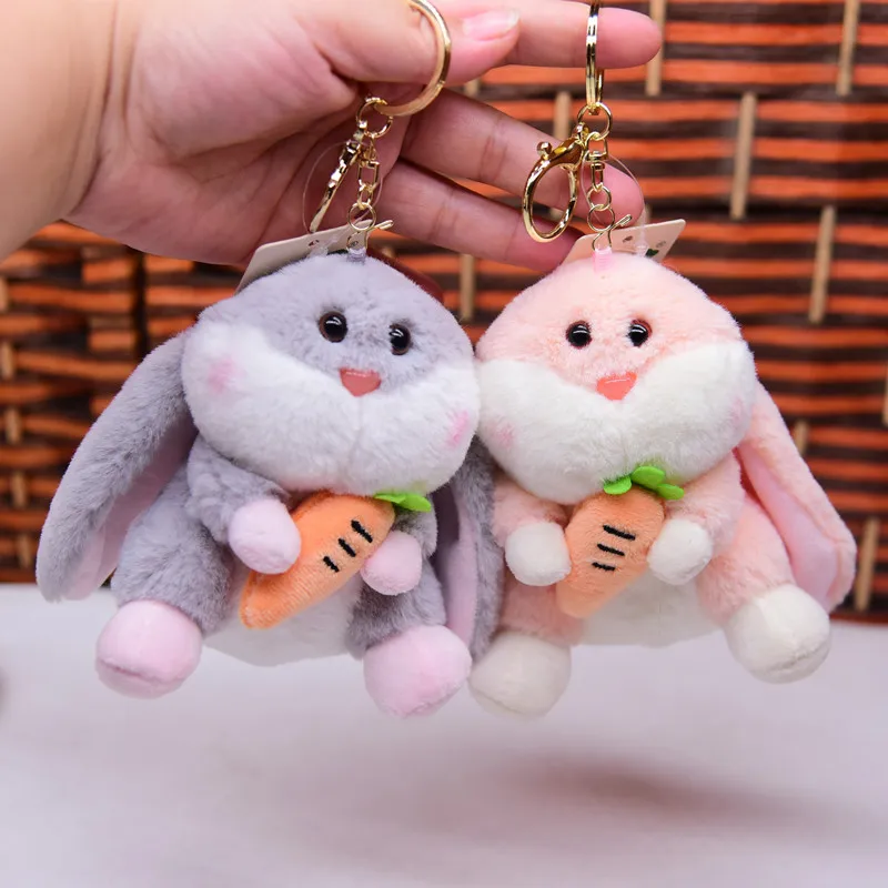 

Cute little rabbit holding carrot funny ornament fashione pendant keychain soft lifelike decorate christmas birthday gift